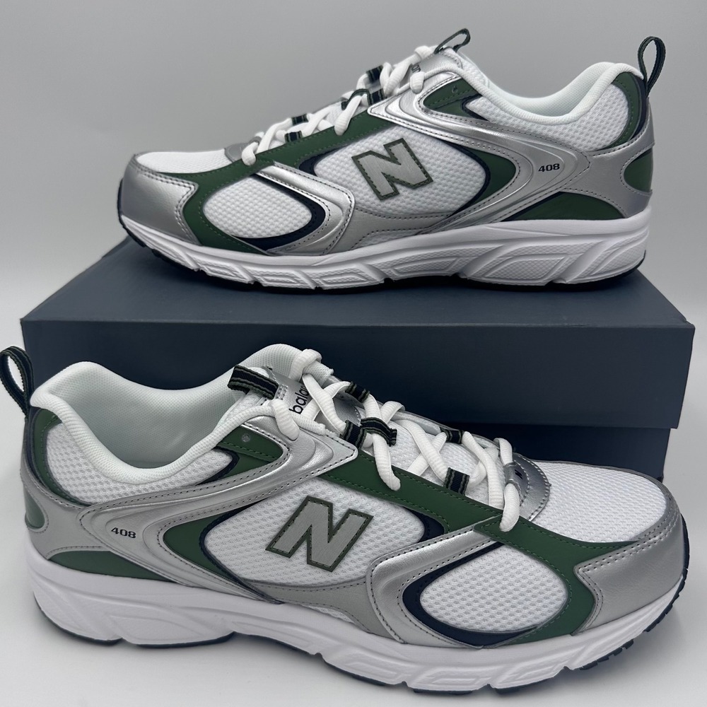 New Balance 408 Running Shoes Mens 12 White Silver Green ML408XTK